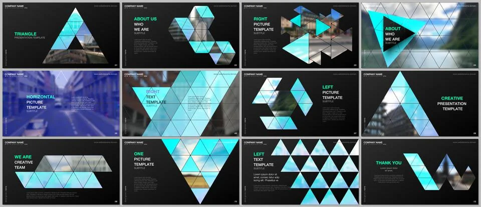 Minimal presentations design, portfolio vector templates with triangular design Stock Illustration