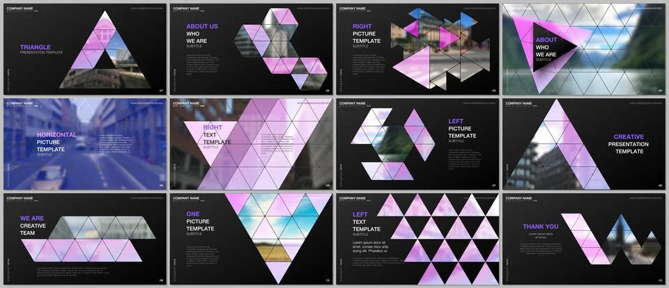 Minimal presentations design, portfolio vector templates with triangular design Stock Illustration