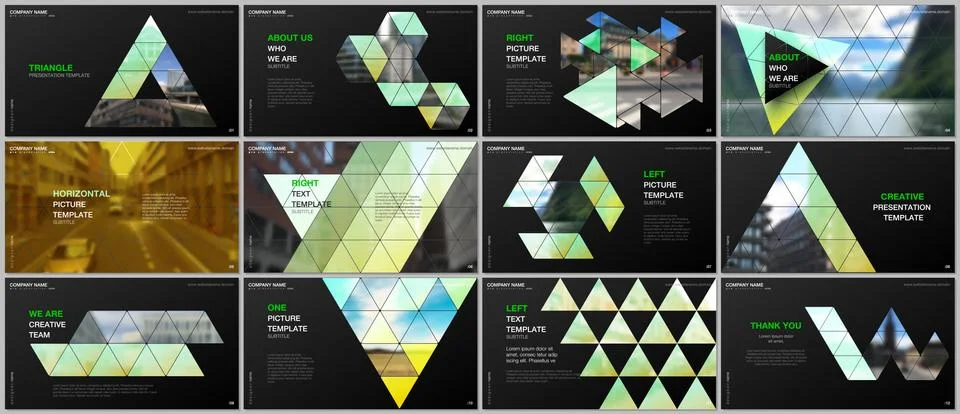 Minimal presentations design, portfolio vector templates with triangular design Stock Illustration