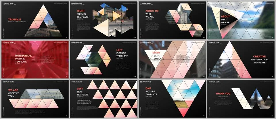 Minimal presentations design, portfolio vector templates with triangular design Stock Illustration