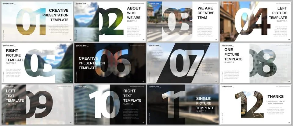 Minimal presentations design, portfolio vector templates with numbers. Easy to Illustrazione stock