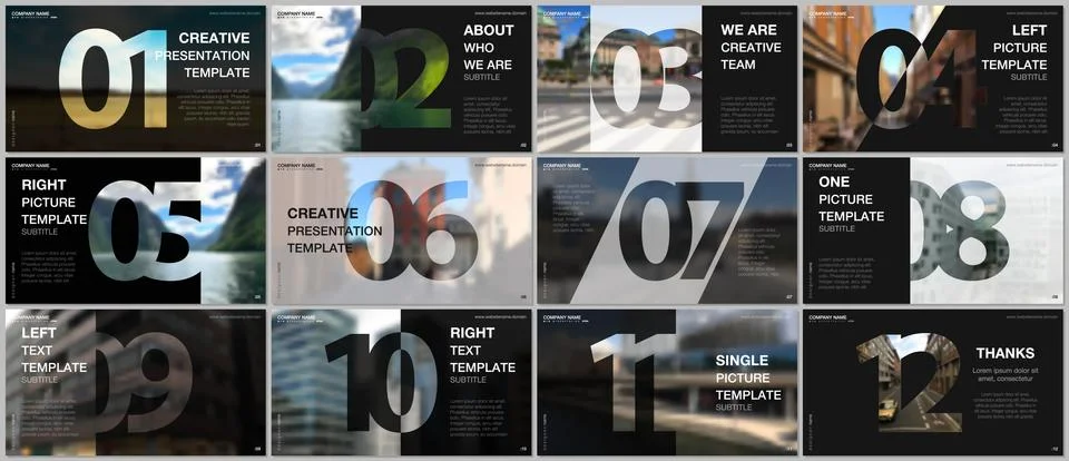 Minimal presentations design, portfolio vector templates with numbers. Easy to Stock Illustration