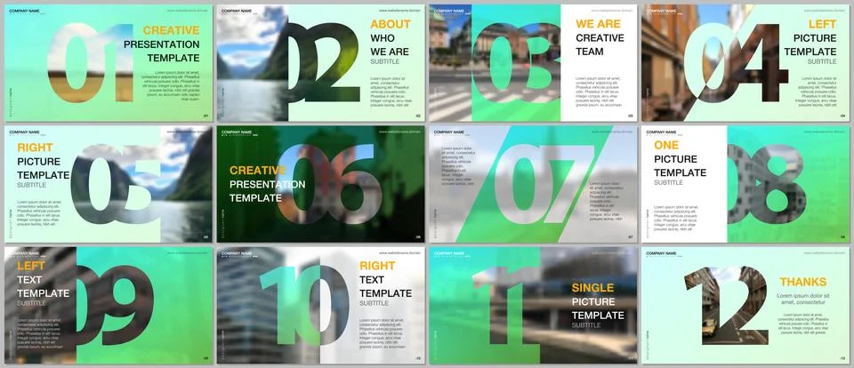 Minimal presentations design, portfolio vector templates with numbers. Easy to Stock Illustration