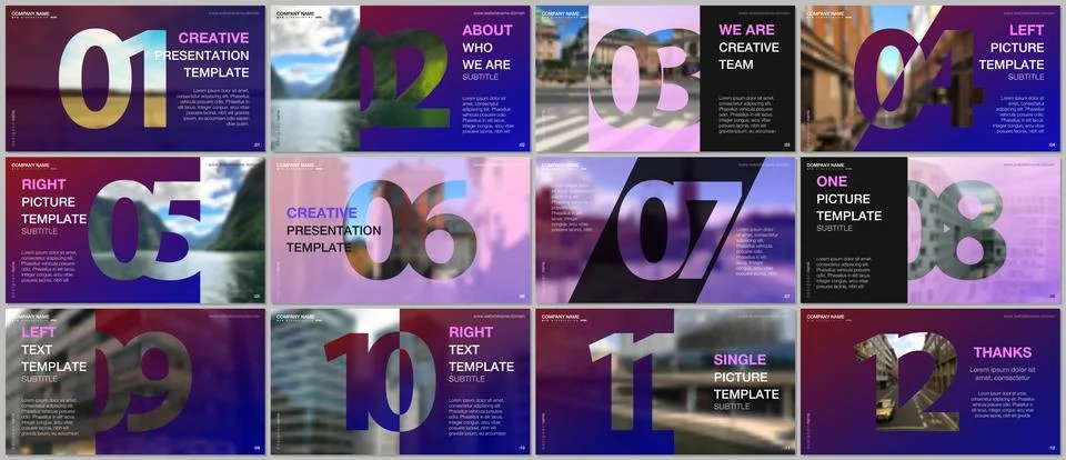 Minimal presentations design, portfolio vector templates with numbers. Easy to Stock Illustration