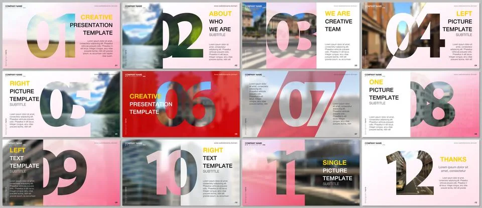 Minimal presentations design, portfolio vector templates with numbers. Easy to Illustrazione stock