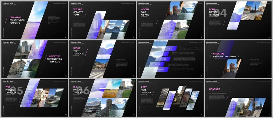 Minimal presentations design, portfolio vector templates with colorful gradient Stock Illustration