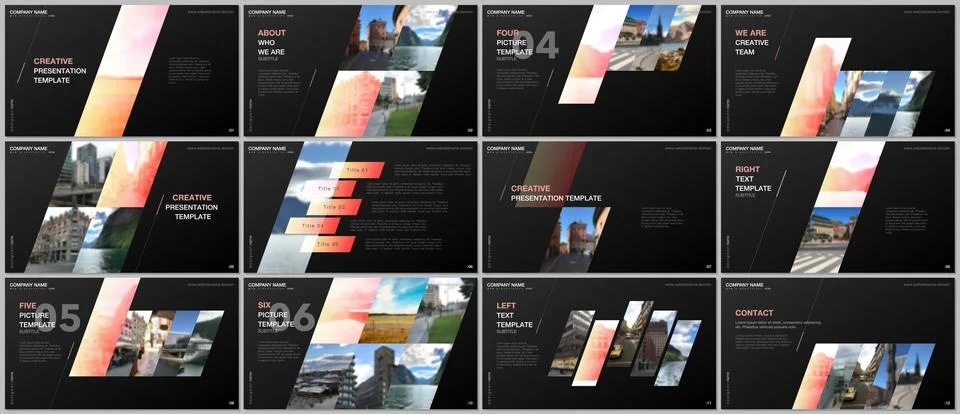 Minimal presentations design, portfolio vector templates with colorful gradient Stock Illustration