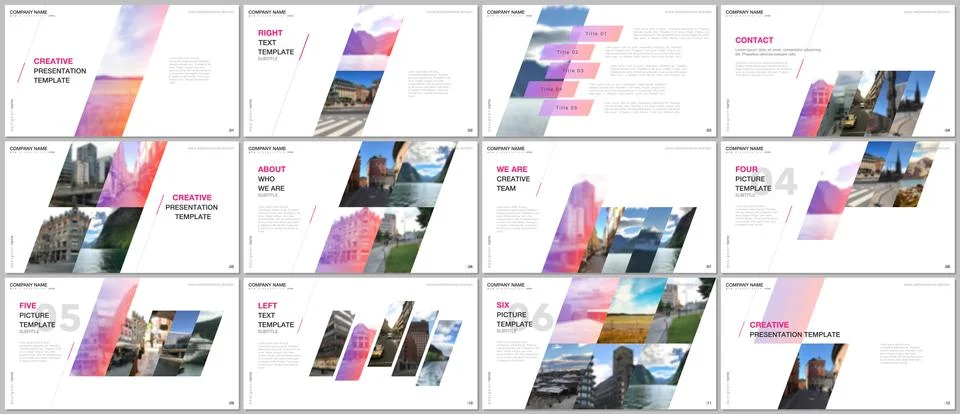 Minimal presentations design, portfolio vector templates with colorful gradient Stock Illustration