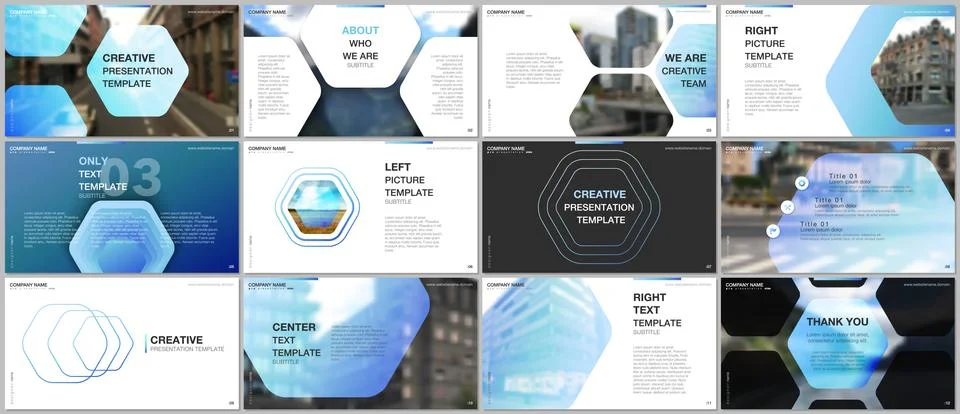 Minimal presentations design, portfolio vector templates with hexagonal design Stock Illustration