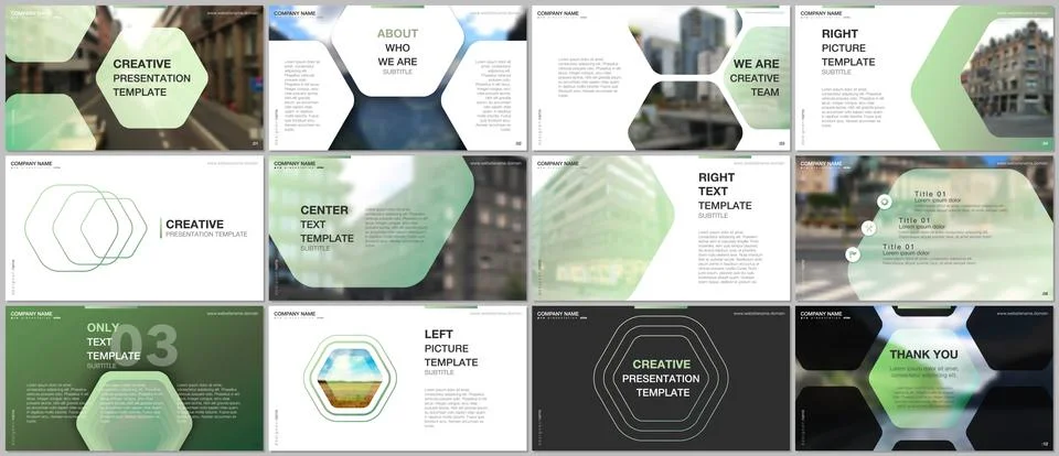 Minimal presentations design, portfolio vector templates with hexagonal design Stock Illustration