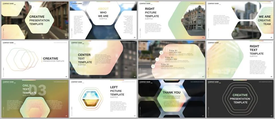 Minimal presentations design, portfolio vector templates with hexagonal design Stock Illustration
