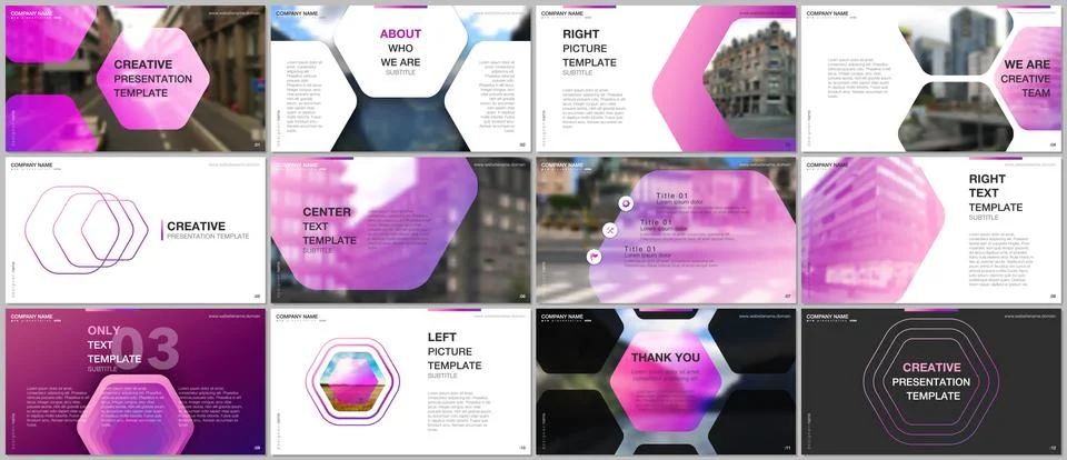 Minimal presentations design, portfolio vector templates with hexagonal design Stock Illustration