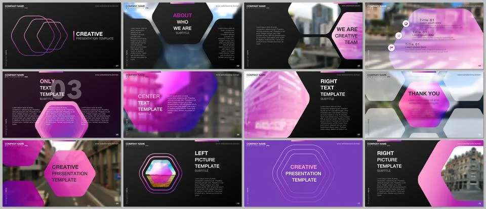 Minimal presentations design, portfolio vector templates with hexagonal design Stock Illustration