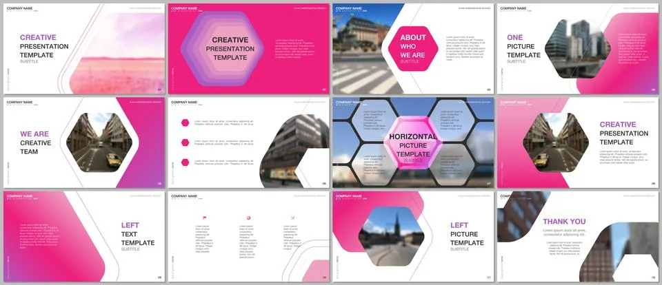 Minimal presentations design, portfolio vector templates with hexagonal design Stock Illustration