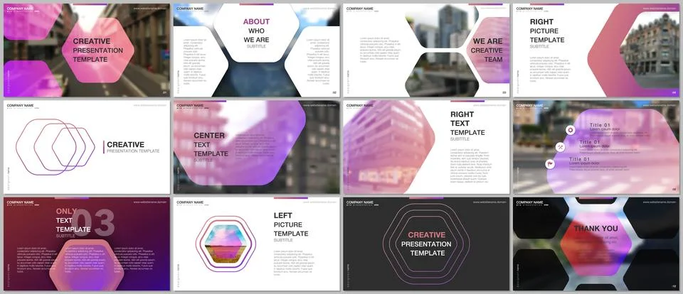 Minimal presentations design, portfolio vector templates with hexagonal design Illustrazione stock