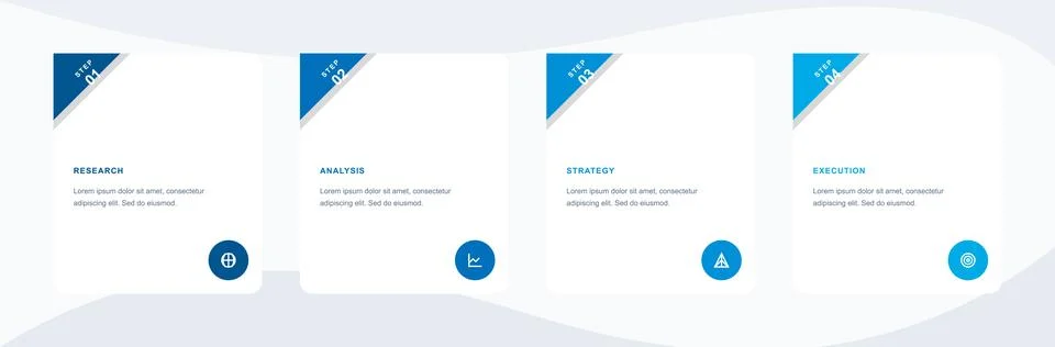 Minimal Process Cards Infographic Template Stock Illustration