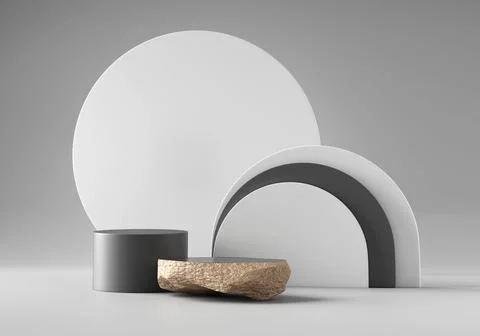 Minimal product presentation podium platform mock-up 3d rendering Stock Photos