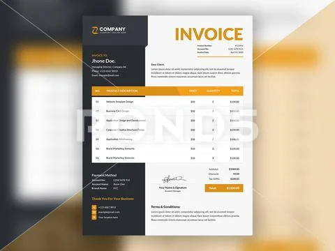 Minimal professional business invoice template design PSD Template