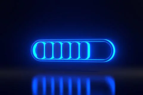 Minimal progress bar part symbol with bright glowing futuristic blue neon lights Illustrazione stock