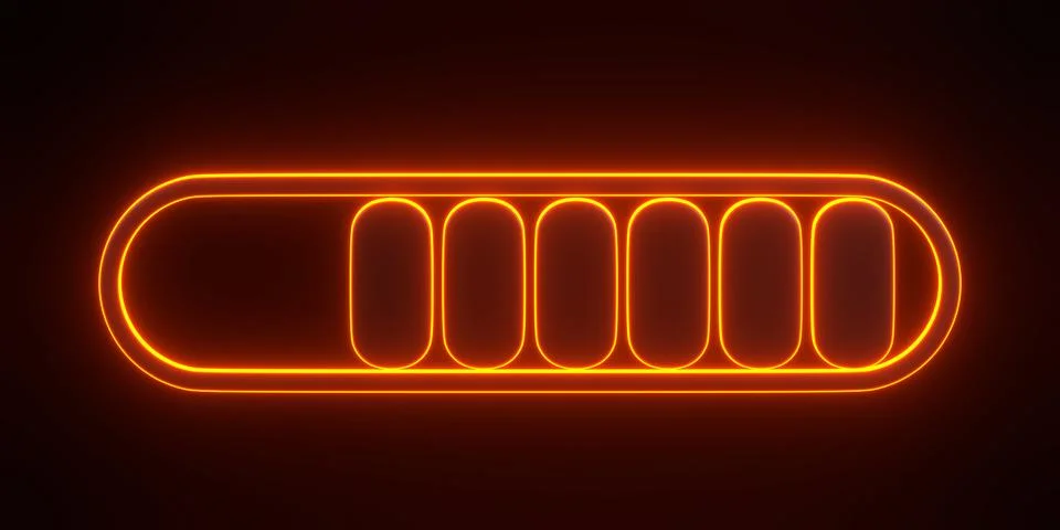 Minimal progress bar part symbol with bright glowing futuristic neon lights Stock Illustration