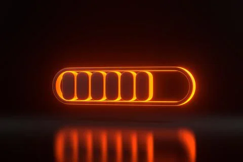 Minimal progress bar part symbol with bright glowing futuristic neon lights Stock Illustration