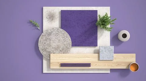 Minimal purple background with copy space, marble limestone and granite slabs Stock Illustration