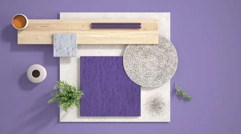 Minimal purple background with copy space, marble limestone and granite slabs Stock Illustration