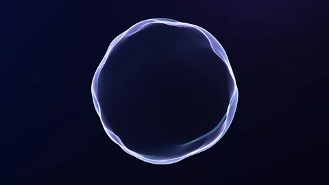 Minimal quantum ring with soft white and blue luminous waves around open sp.. Stock Footage 336954799
