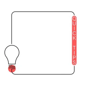 Minimal Quick Tips icon with light bulb. Flat linear trend simple logotype Stock Illustration