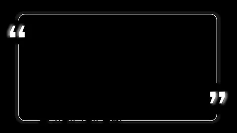 Minimal quotation box overlay visual white glowing corner frame, large quote sym Stock Footage 340479792