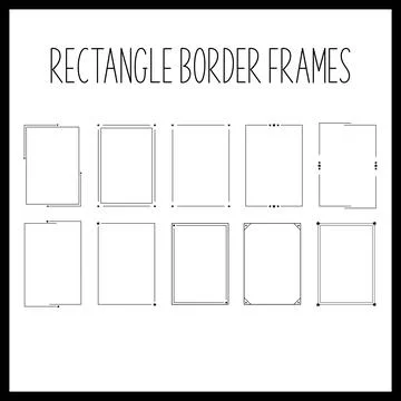 Minimal Rectangle Border Frame Set, Star Corner Thin Line Page Border Clipa.. 스톡 일러스트