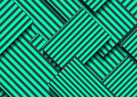 Minimal rectangles with black and green stripes abstract background Stock Illustration