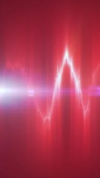 Minimal red abstract light pulse with glowing waveform and lens flare on a .. Stock Illustration