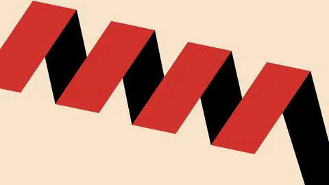 Minimal Red and Black Zigzag Blocks Background Stock Illustration