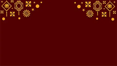 Minimal Red Background With Golden Festive Icons Stock Illustration