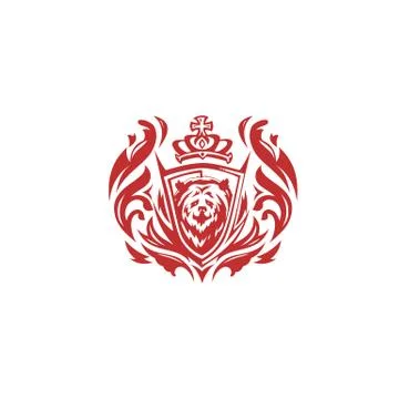 Minimal red bear logo vector illustration. Stock Illustration