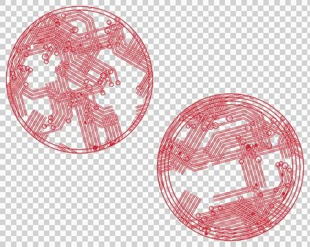 Minimal red circle circuit pattern transparent PNG design element Stock Photos