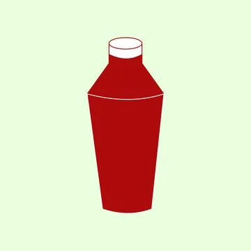 Minimal red cocktail shaker icon with clean geometric shape Stock Illustration