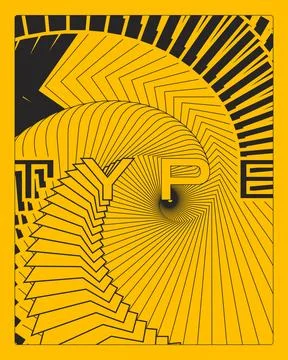 Minimal Retro Modern Text Poster Yellow Background Lightning Bolt Wall Art Stock Illustration