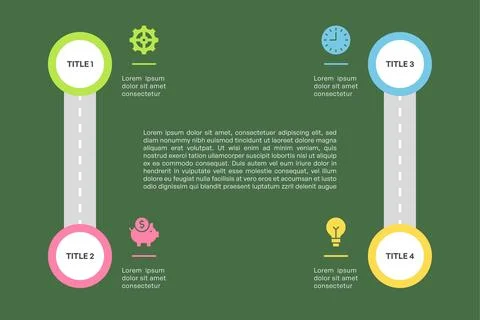 Minimal Roadmap Infographic with Two Steps and Straight Path Stock Illustration
