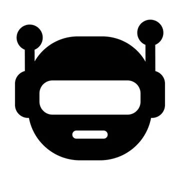 Minimal robot bot face vector icon solid black ai chatbot head mascot illus.. イラスト素材