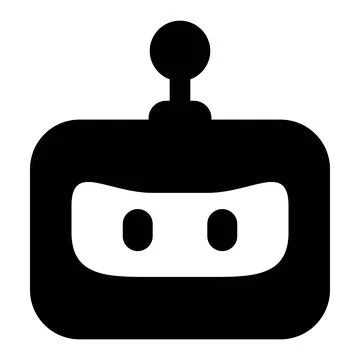 Minimal Robot Face Sticker  Solid Black Chatbot Head Illustration イラスト素材