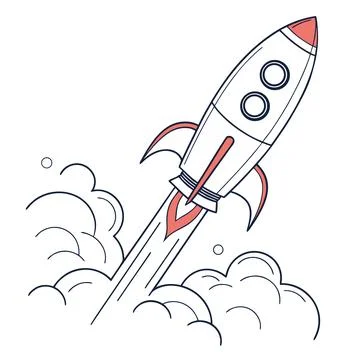 Minimal Rocket Startup Concept - Clean Business Launch Vector Icon Illustrazione stock