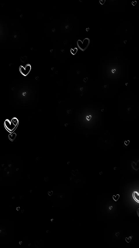 Minimal romantic heart pattern background luminous line hearts deep black space. Stock Footage 340414004