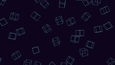 Minimal rotating wireframe cubes on dark background abstract tech animation Vídeos de archivo 334138645