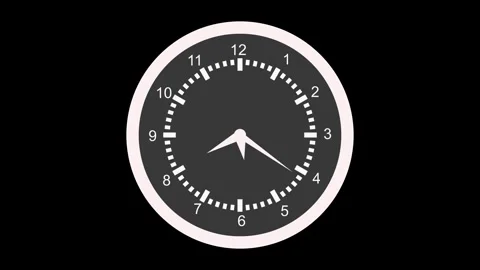 Minimal round analog wall clock showing time isolated animation Stock Footage 336885222