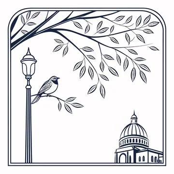 Minimal Rounded Corner Line Border Set Vector Graphic Stock Illustration