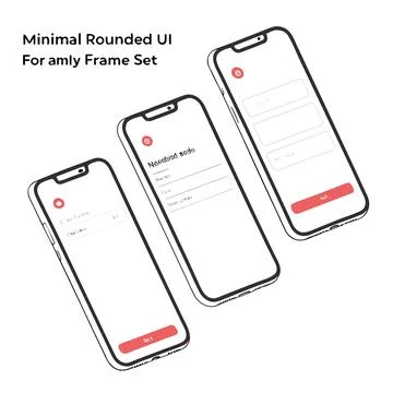 Minimal Rounded UI Frame Set for Mobile App Style Stock Illustration
