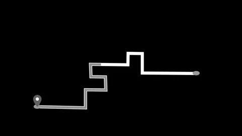 Minimal route map with location pin and zigzag path animation Stock Footage 335114218