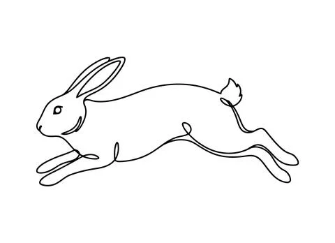 Minimal Running Rabbit Line Art Illustration for Wildlife and Speed 스톡 일러스트